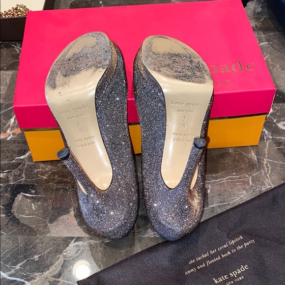 Kate Spade Peep Toe Pump Heels 7 Silver/Bronze - Picture 7 of 8
